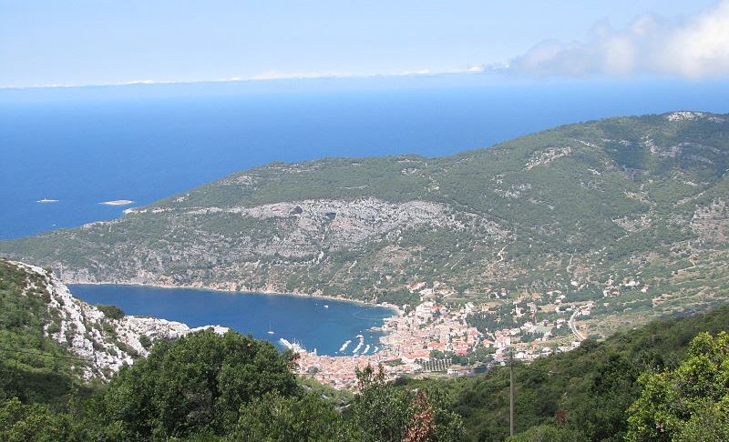 View of Komiža from mountain Hum