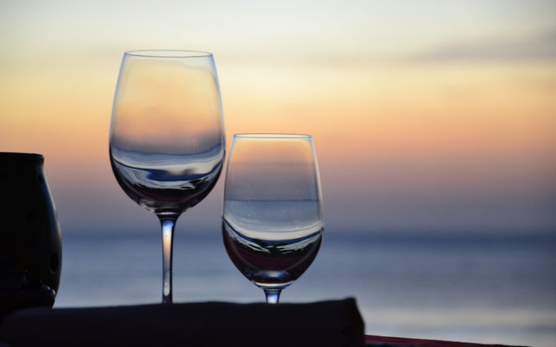 Romantic dinner with sunset